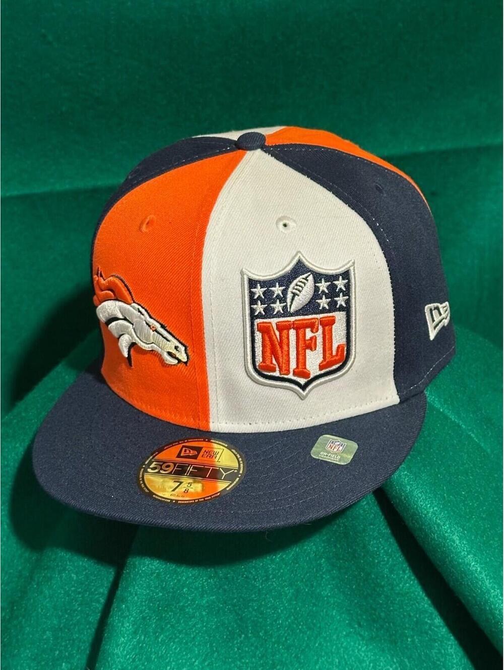 NFL Shield + Denver Broncos Logo Pinwheel Hat New Era 59FIFTY Fitted 7 5/8